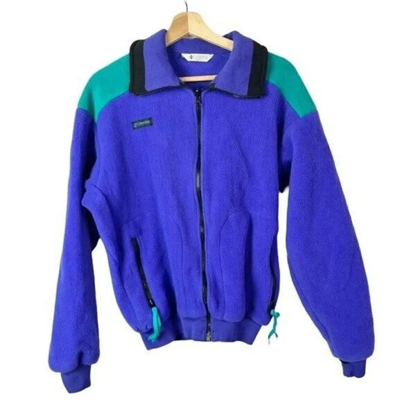 Columbia Sportswear Vintage 90s Blue Full Zip Fleece Jacket M - Picture 1 of 5